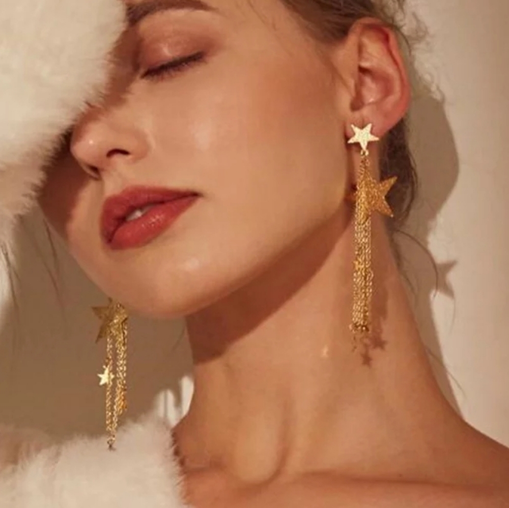 ☆Ryan☆ Glitter Star Earrings - Picture 4 of 4